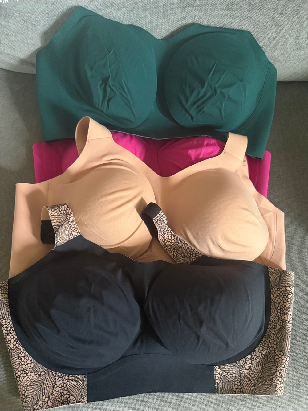 Seamless Bra Set — Teal, Beige, Black, Pink